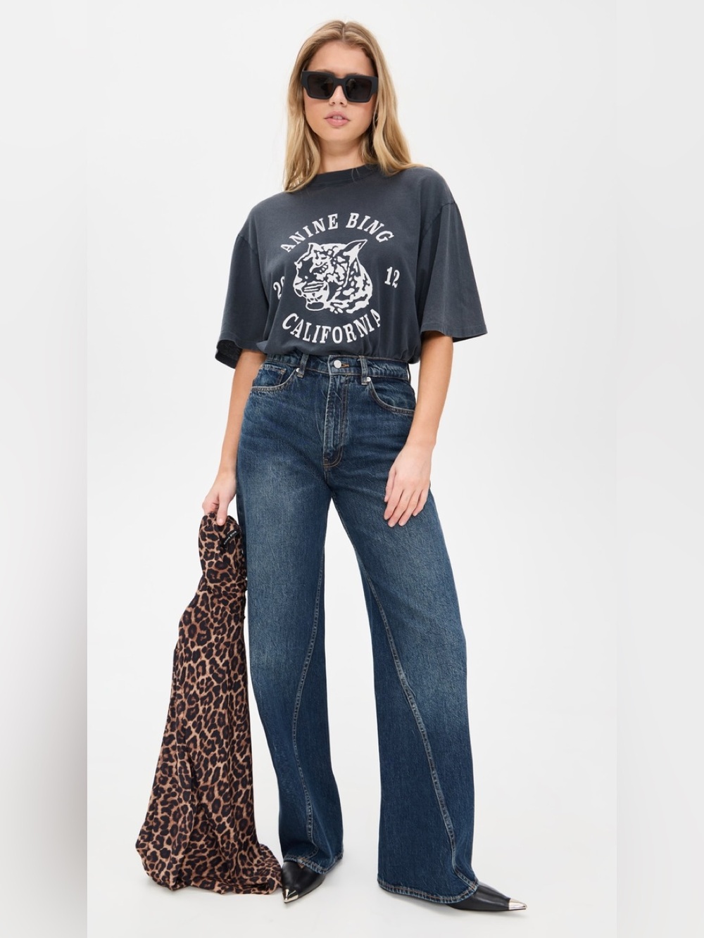 Anine Bing Collegiate Leopard Avi Tee